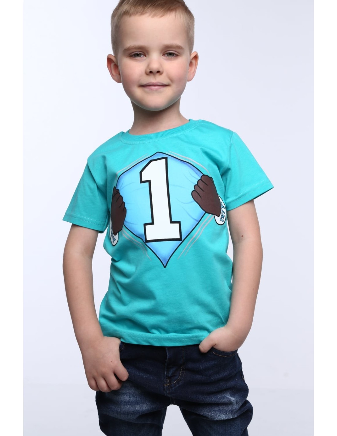 Boy\'s T-shirt with a number, mint NDZ4478 - Online store - Boutique